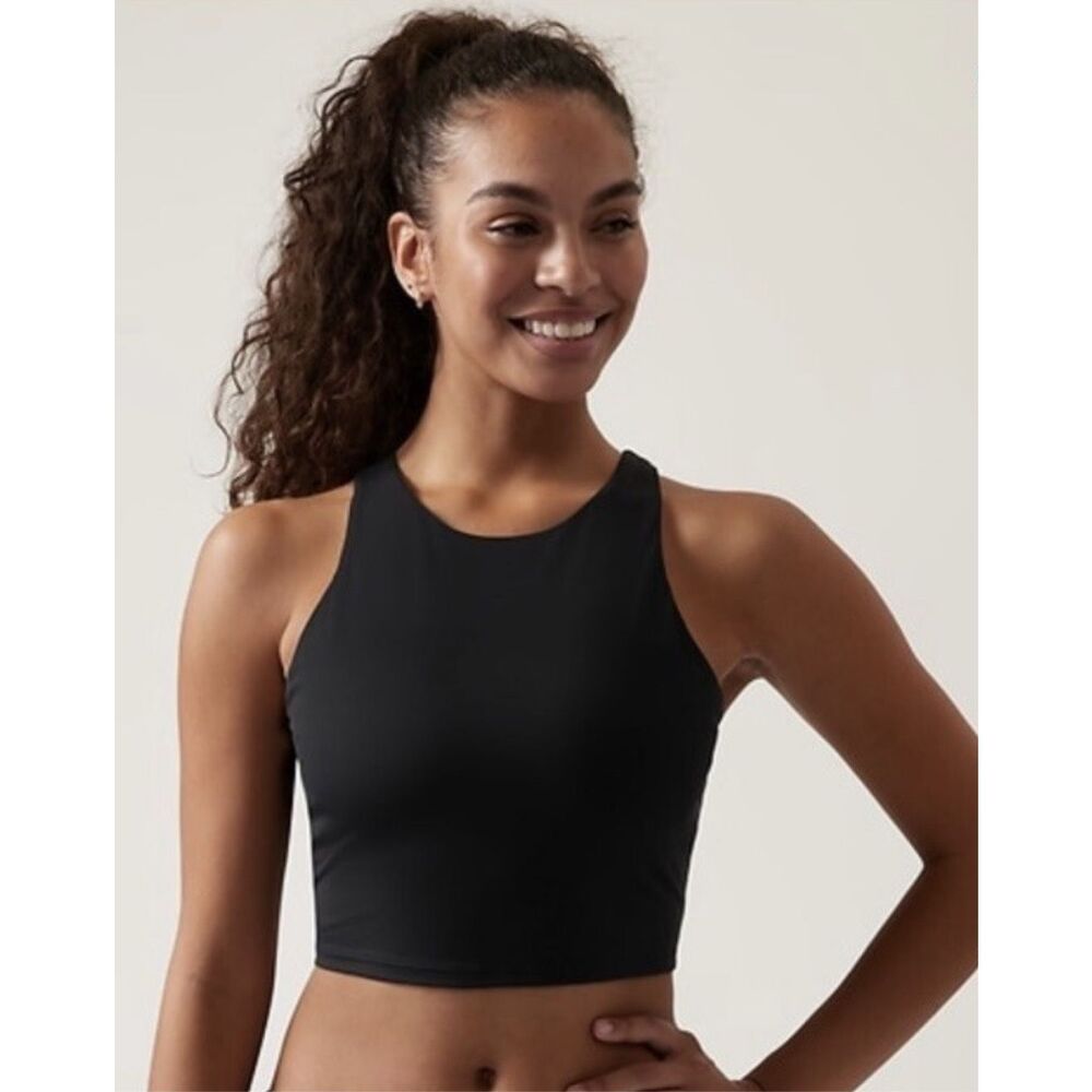 Athleta Purpose Crop Sports Bra In Black Size S - Picture 3 of 9